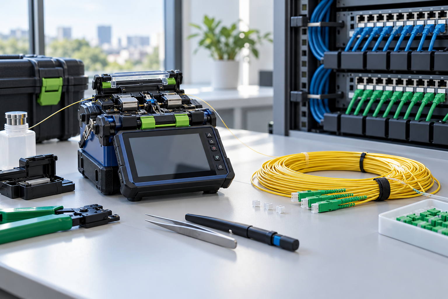Matériel de raccordement fibre optique et baie réseau RJ45